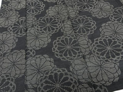 平和屋着物▽上質な紬 単衣 舞菊文 正絹 逸品 CAAT6564xi