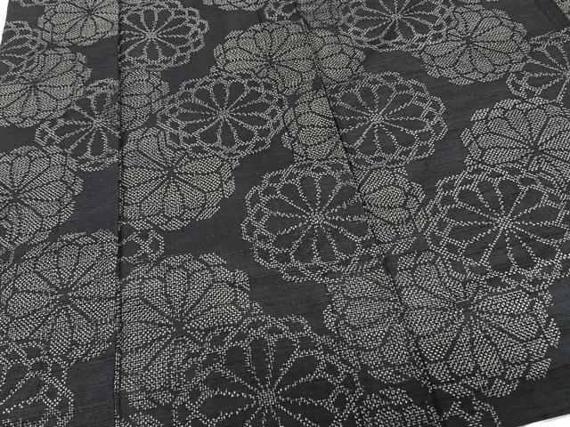 平和屋着物▽上質な紬 単衣 舞菊文 正絹 逸品 CAAT6564xi