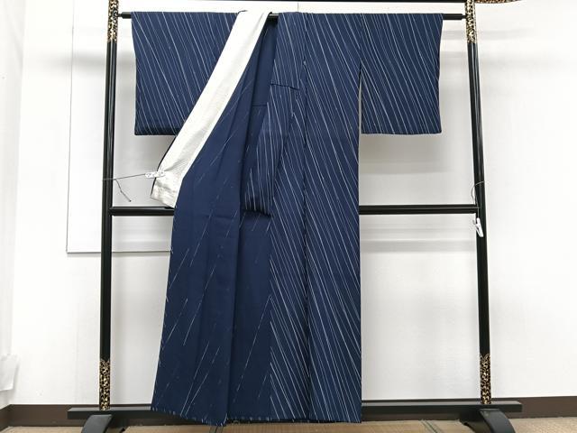 平和屋着物▽上質な小紋 単衣 斜線文 正絹 逸品 CAAT6565xi