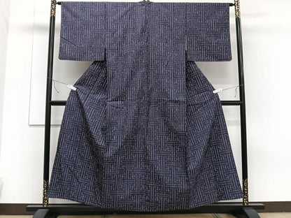平和屋着物▽上質な紬 単衣 秋名バラ柄 正絹 逸品 CAAT6567xi