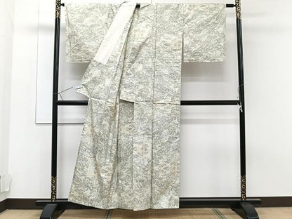 平和屋着物▽本場大島紬 単衣 9マルキ 風景文 正絹 逸品 CAAT6573xi