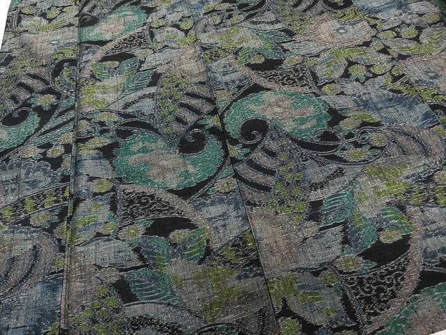 平和屋着物▽上質な紬 単衣 花唐草文 正絹 逸品 CAAT6575xi
