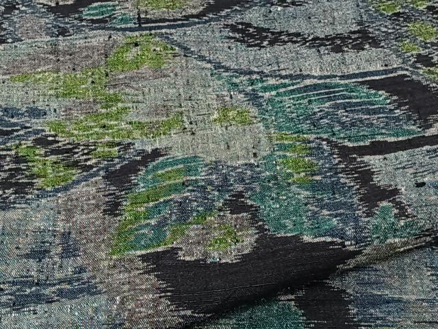 平和屋着物▽上質な紬 単衣 花唐草文 正絹 逸品 CAAT6575xi