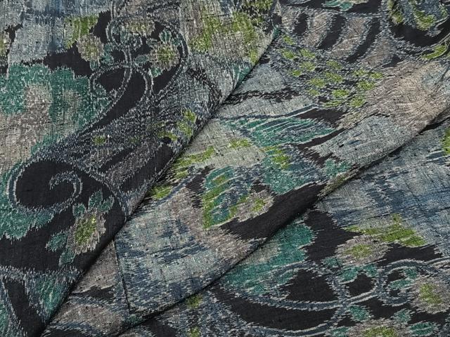平和屋着物▽上質な紬 単衣 花唐草文 正絹 逸品 CAAT6575xi