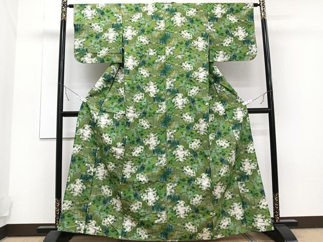 平和屋着物▽上質な紬 単衣 草花文 正絹 逸品 CAAT6577xi