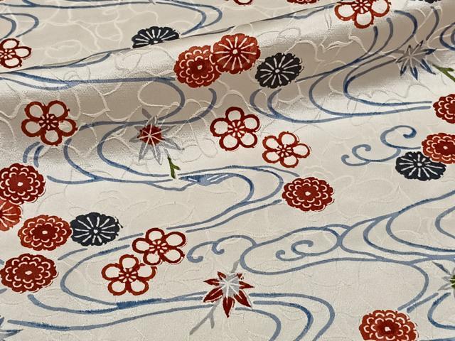 平和屋着物▽上質な小紋 単衣 型染め 流水草花文 正絹 逸品 CAAT6579xi