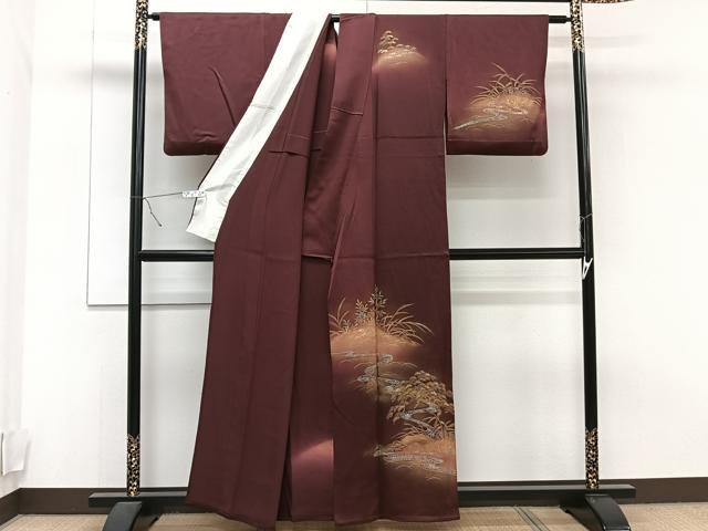 平和屋着物▽訪問着　単衣　草花文　暈し染め　金銀彩　正絹　逸品　CAAT6583xi