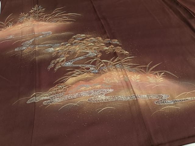 平和屋着物▽訪問着　単衣　草花文　暈し染め　金銀彩　正絹　逸品　CAAT6583xi