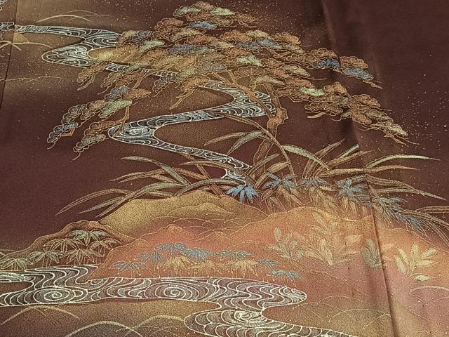 平和屋着物▽訪問着　単衣　草花文　暈し染め　金銀彩　正絹　逸品　CAAT6583xi