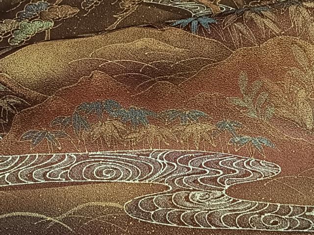 平和屋着物▽訪問着　単衣　草花文　暈し染め　金銀彩　正絹　逸品　CAAT6583xi