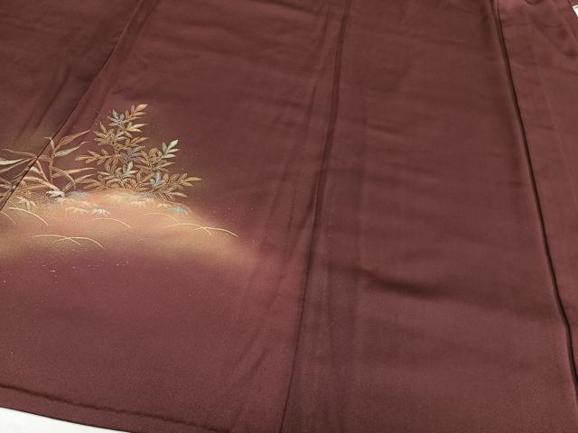 平和屋着物▽訪問着　単衣　草花文　暈し染め　金銀彩　正絹　逸品　CAAT6583xi