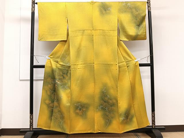 平和屋着物▽訪問着　単衣　刺繍　草花文　暈し染め　正絹　逸品　CAAT6588xi