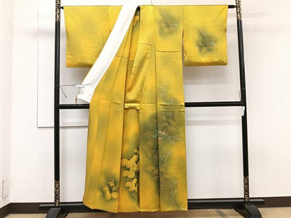 平和屋着物▽訪問着　単衣　刺繍　草花文　暈し染め　正絹　逸品　CAAT6588xi