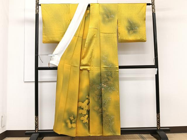 平和屋着物▽訪問着　単衣　刺繍　草花文　暈し染め　正絹　逸品　CAAT6588xi
