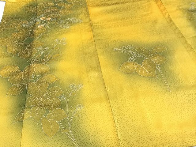 平和屋着物▽訪問着　単衣　刺繍　草花文　暈し染め　正絹　逸品　CAAT6588xi