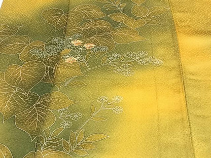 平和屋着物▽訪問着　単衣　刺繍　草花文　暈し染め　正絹　逸品　CAAT6588xi