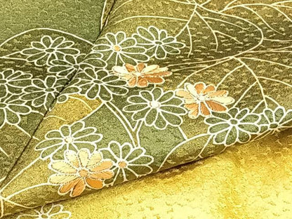 平和屋着物▽訪問着　単衣　刺繍　草花文　暈し染め　正絹　逸品　CAAT6588xi