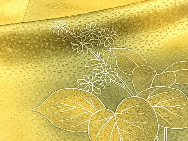 平和屋着物▽訪問着　単衣　刺繍　草花文　暈し染め　正絹　逸品　CAAT6588xi