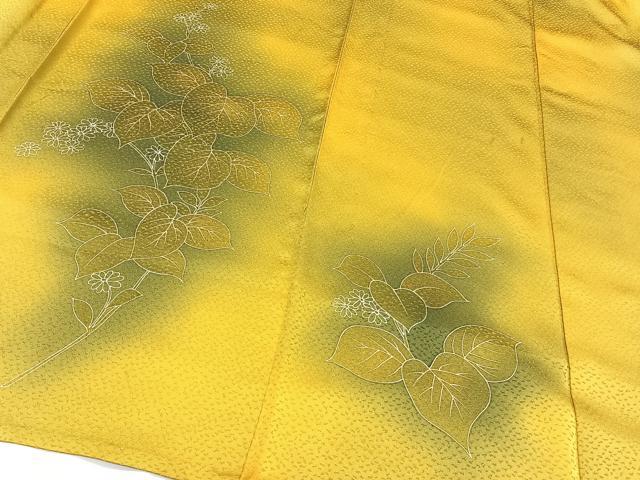 平和屋着物▽訪問着　単衣　刺繍　草花文　暈し染め　正絹　逸品　CAAT6588xi