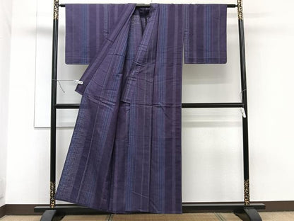 平和屋着物▽上質な紬 単衣 縞 正絹 逸品 未使用 CAAT6589xi