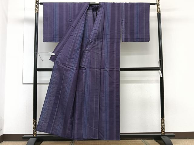 平和屋着物▽上質な紬 単衣 縞 正絹 逸品 未使用 CAAT6589xi