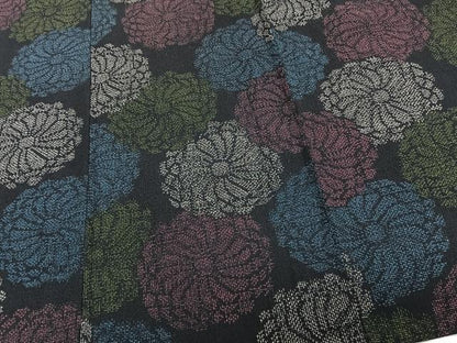 平和屋着物▽本塩沢　単衣　舞菊文　正絹　逸品　CAAT6591xi