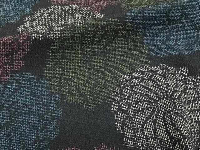平和屋着物▽本塩沢　単衣　舞菊文　正絹　逸品　CAAT6591xi