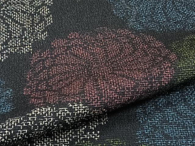 平和屋着物▽本塩沢　単衣　舞菊文　正絹　逸品　CAAT6591xi