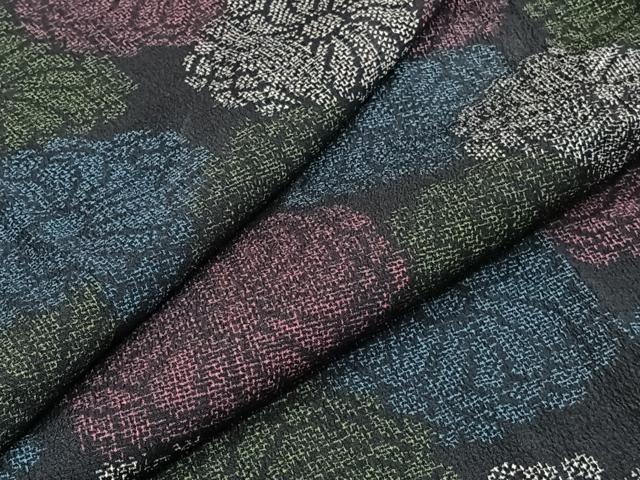 平和屋着物▽本塩沢　単衣　舞菊文　正絹　逸品　CAAT6591xi