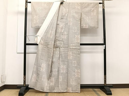 平和屋着物▽本塩沢 単衣 正倉院花文 正絹 逸品 CAAT6595xi