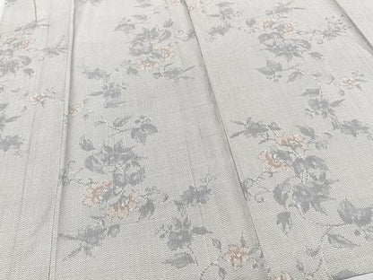 平和屋着物▽上質な紬 単衣 枝花文 正絹 逸品 CAAT6596xi