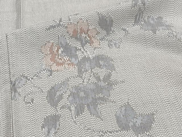 平和屋着物▽上質な紬 単衣 枝花文 正絹 逸品 CAAT6596xi