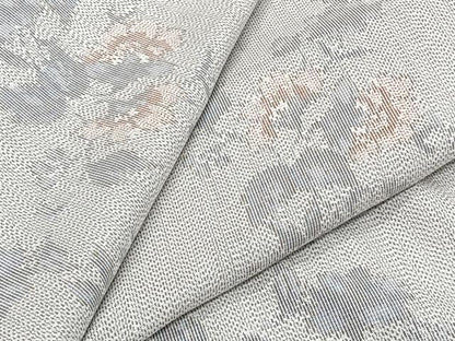 平和屋着物▽上質な紬 単衣 枝花文 正絹 逸品 CAAT6596xi