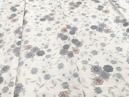 平和屋着物▽上質な紬 単衣 草花文 正絹 逸品 未使用 CAAT6597xi