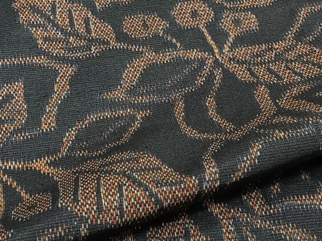 平和屋着物▽上質な紬 単衣 草花文 正絹 逸品 CAAT6598xi