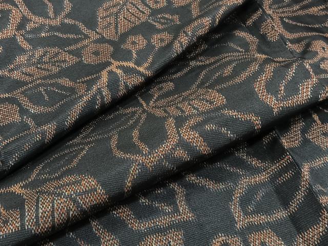 平和屋着物▽上質な紬 単衣 草花文 正絹 逸品 CAAT6598xi