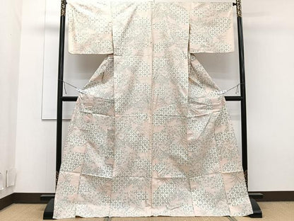 平和屋着物▽上質な紬 単衣 草花文 正絹 逸品 CAAT6599xi