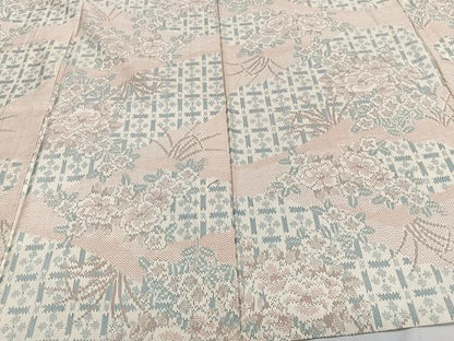 平和屋着物▽上質な紬 単衣 草花文 正絹 逸品 CAAT6599xi