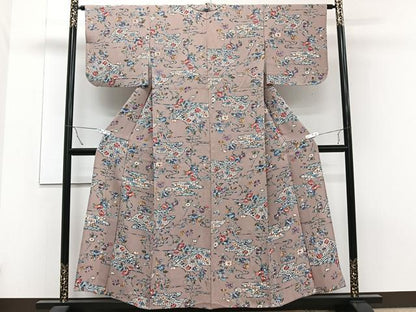 平和屋着物▽上質な小紋 単衣 型染め 花蝶文 正絹 逸品 CAAT6600xi