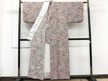平和屋着物▽上質な小紋 単衣 型染め 花蝶文 正絹 逸品 CAAT6600xi