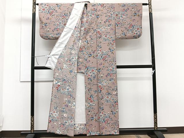 平和屋着物▽上質な小紋 単衣 型染め 花蝶文 正絹 逸品 CAAT6600xi