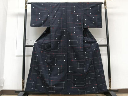 平和屋着物▽上質な紬 単衣 抽象文 正絹 逸品 CAAT6602xi