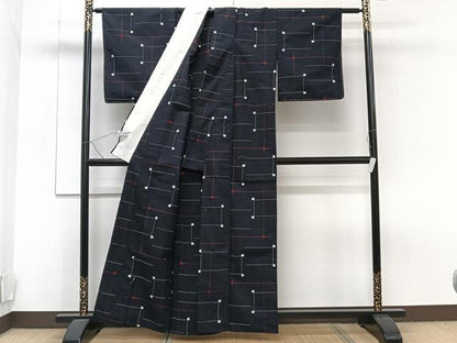 平和屋着物▽上質な紬 単衣 抽象文 正絹 逸品 CAAT6602xi