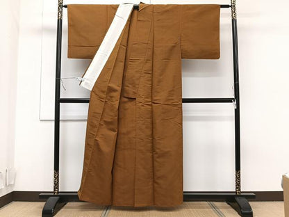 平和屋着物▽上質な紬 単衣 幾何学文 正絹 逸品 CAAT6603xi