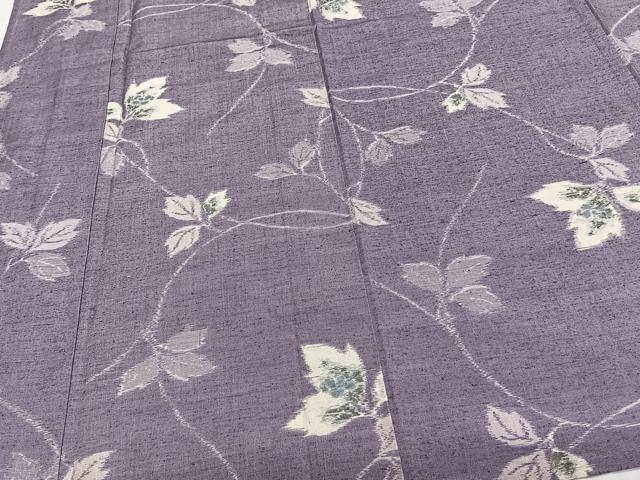 平和屋着物▽上質な紬 単衣 枝葉文 正絹 逸品 CAAT6606xi