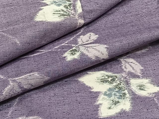 平和屋着物▽上質な紬 単衣 枝葉文 正絹 逸品 CAAT6606xi
