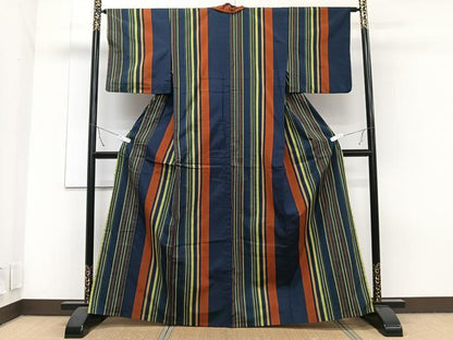 平和屋着物▽小紋 単衣 縞 CAAT6607xi