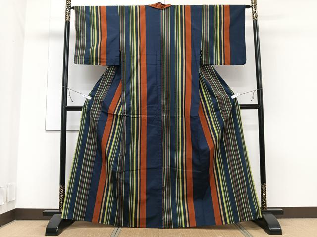 平和屋着物▽小紋 単衣 縞 CAAT6607xi