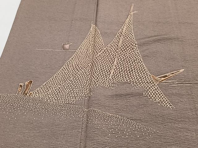 平和屋着物▽訪問着 単衣 流水草木文 正絹 逸品 CAAT6609xi