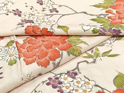平和屋着物▽上質な小紋　単衣　草花文　正絹　逸品　CAAT6611xi